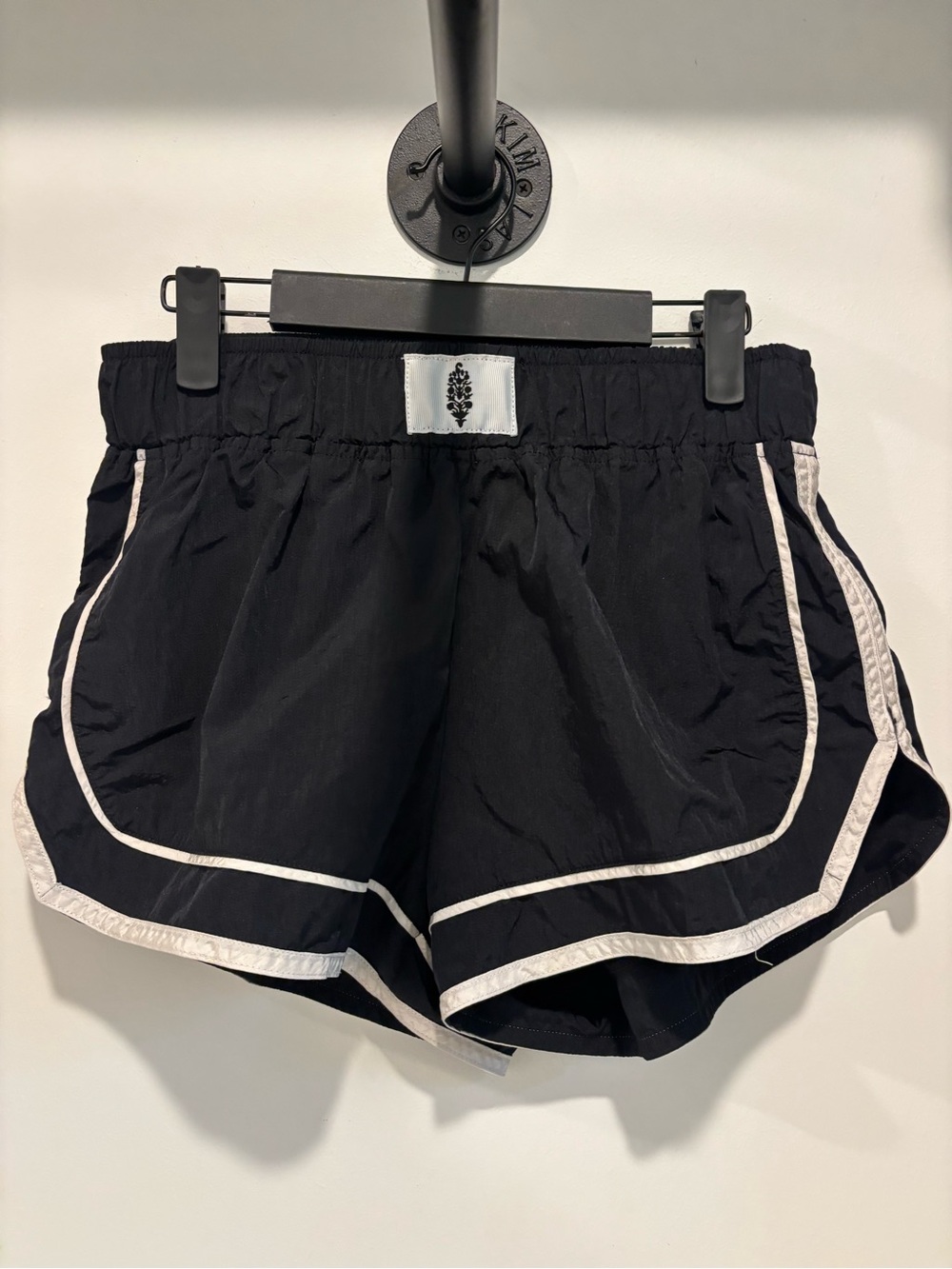 Free People Black Contrast-Trim Athletic Shorts